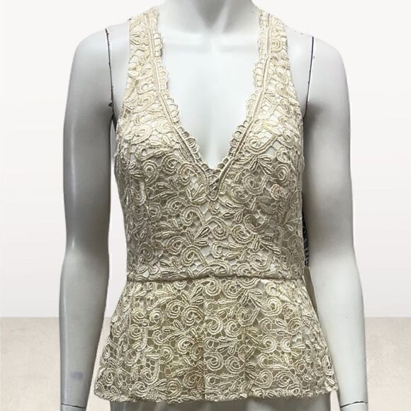 Xscape Sleevless Cream & Gold Sleeveless Dress - Picture 3 of 6